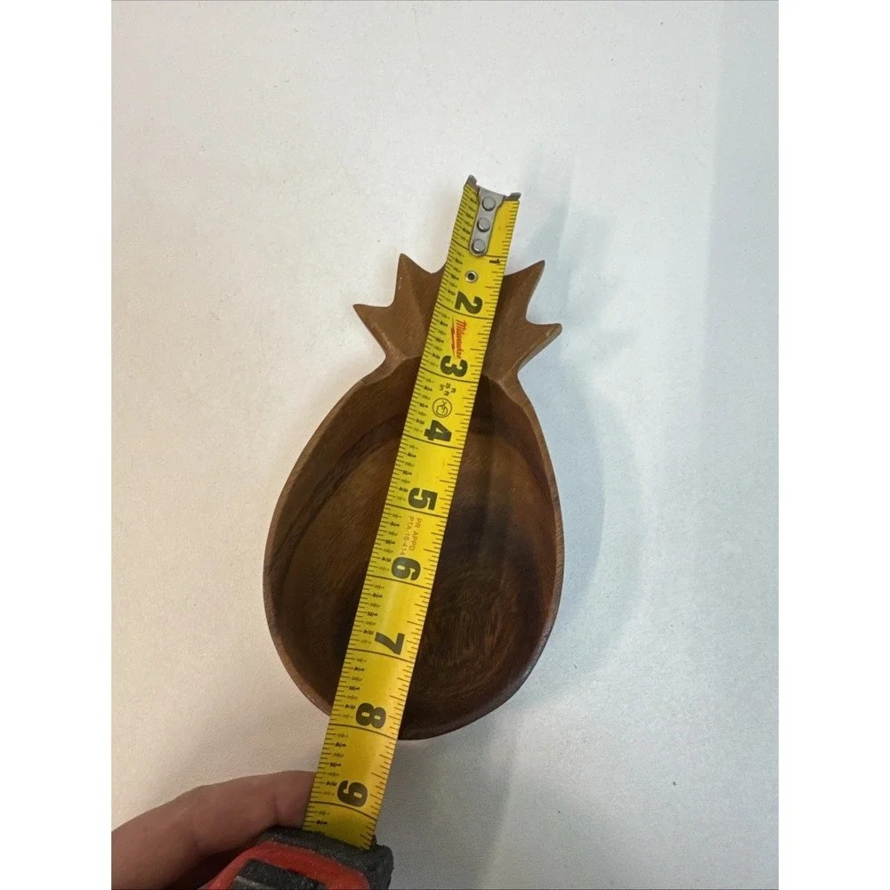 Vintage Wood Pineapple Shape‎ Bowl Made in Philippines 8 x 4.25 Hand Crafted